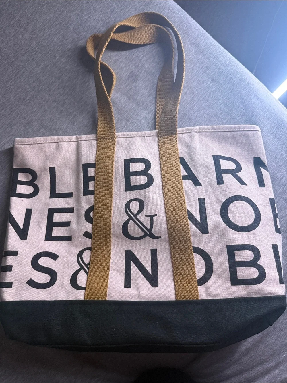 Noble & Barns cream Canvas Tote with Black Base